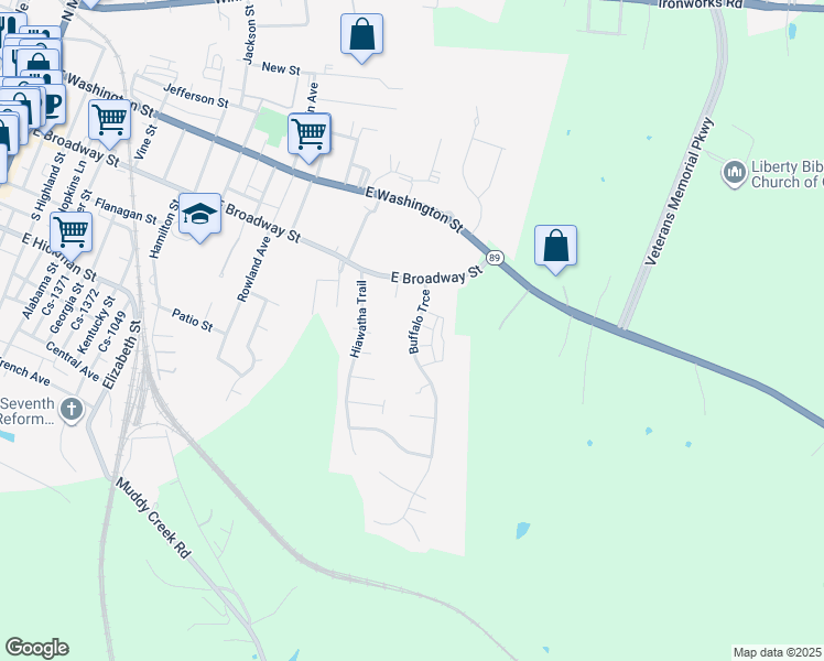 map of restaurants, bars, coffee shops, grocery stores, and more near 113 Buffalo Trace in Winchester