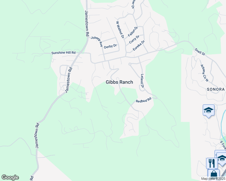 map of restaurants, bars, coffee shops, grocery stores, and more near 20100 Gibbs Drive in Sonora