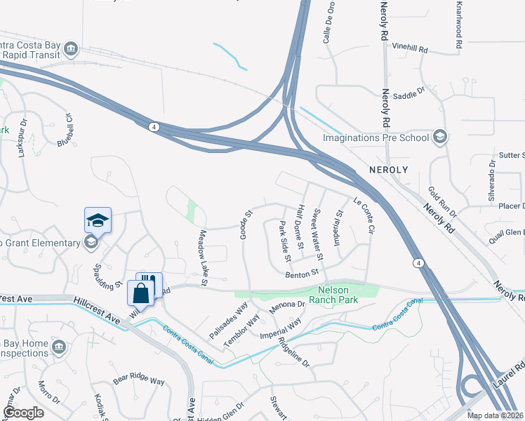 map of restaurants, bars, coffee shops, grocery stores, and more near 4517 Goode Street in Antioch