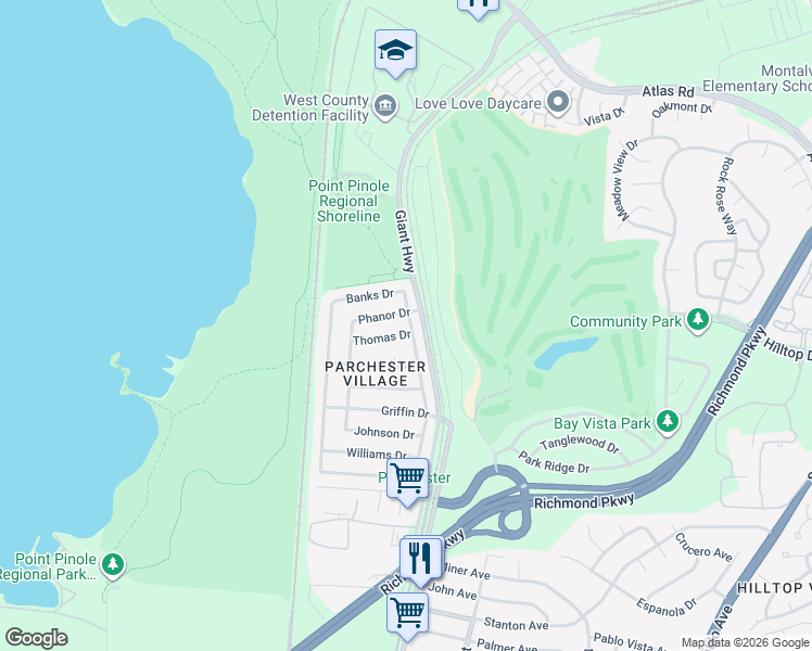 map of restaurants, bars, coffee shops, grocery stores, and more near 4405 McGlothen Way in Richmond