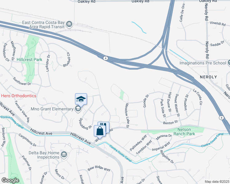 map of restaurants, bars, coffee shops, grocery stores, and more near 4137 Amargosa Drive in Antioch