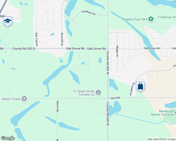 map of restaurants, bars, coffee shops, grocery stores, and more near 3091 Paradise Circle in Newburgh