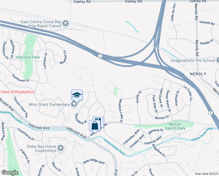 map of restaurants, bars, coffee shops, grocery stores, and more near 4137 Amargosa Drive in Antioch