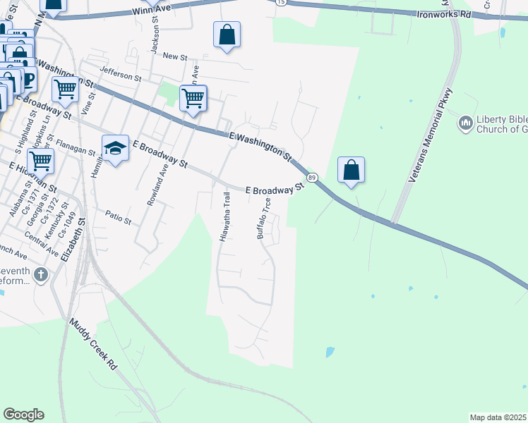map of restaurants, bars, coffee shops, grocery stores, and more near 113 Buffalo Trace in Winchester