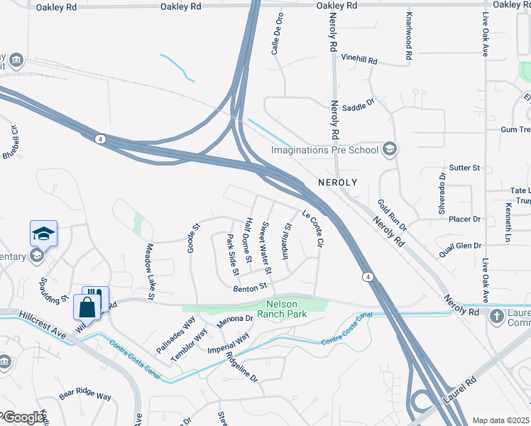 map of restaurants, bars, coffee shops, grocery stores, and more near 4492 Sweet Water Street in Antioch
