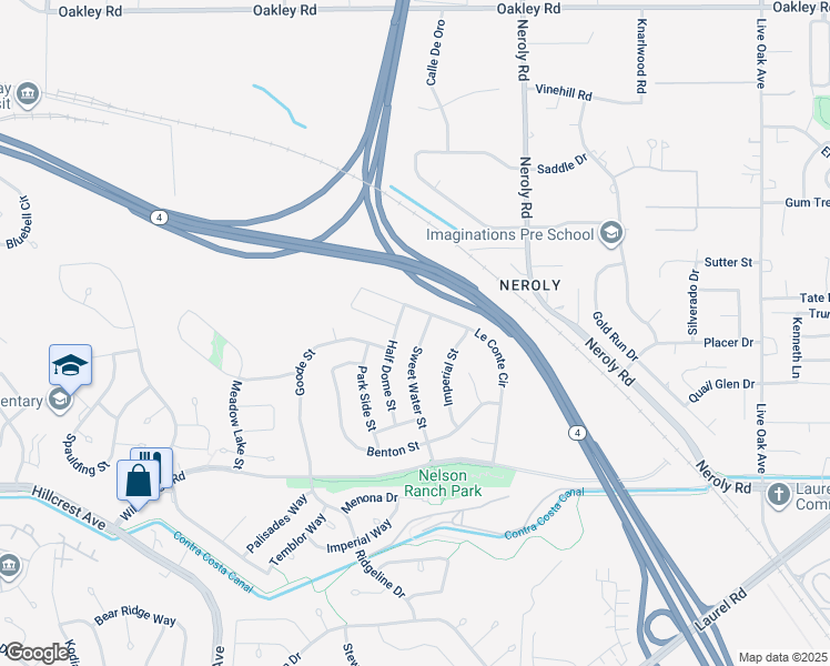 map of restaurants, bars, coffee shops, grocery stores, and more near 4492 Sweet Water Street in Antioch
