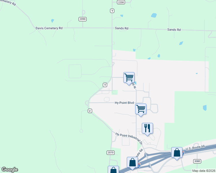 map of restaurants, bars, coffee shops, grocery stores, and more near 3976 Highway V in Rolla