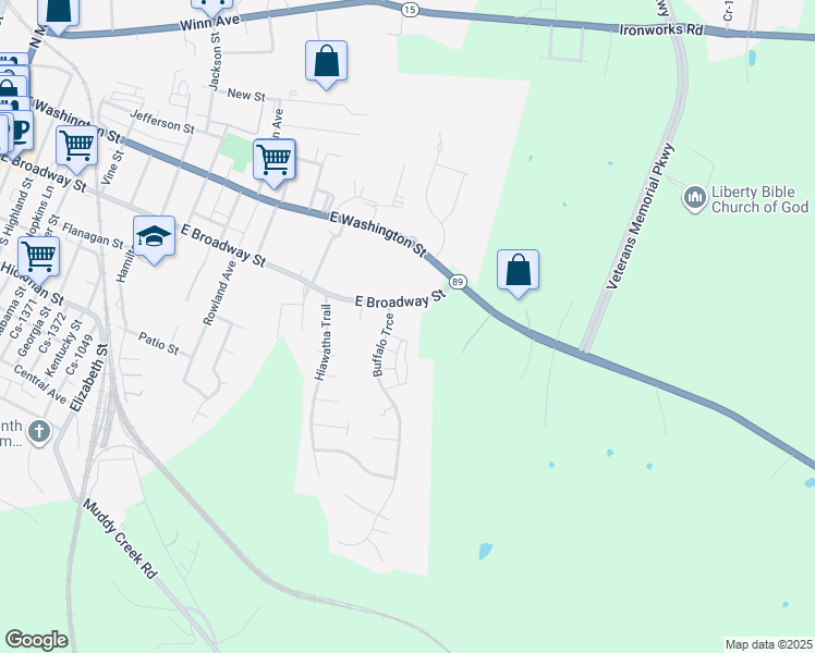 map of restaurants, bars, coffee shops, grocery stores, and more near 106 Buffalo Trace in Winchester