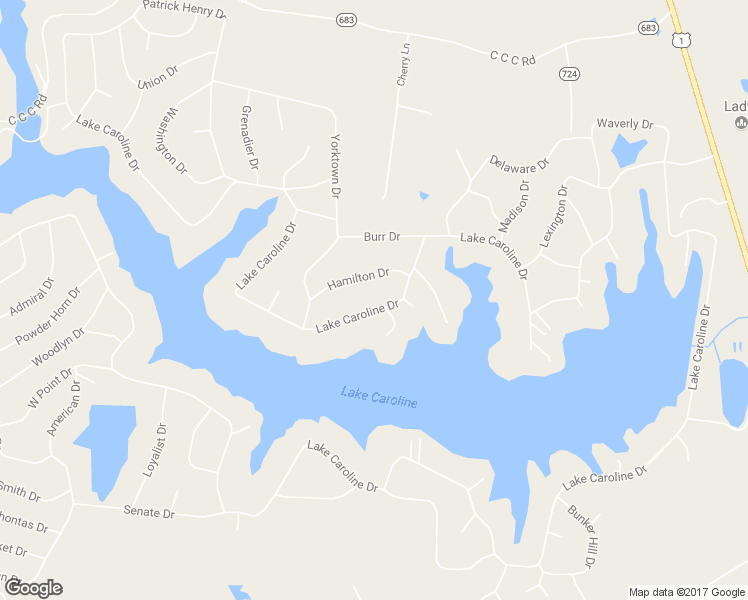 map of restaurants, bars, coffee shops, grocery stores, and more near 697 Lake Caroline Drive in Ruther Glen