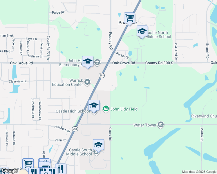 map of restaurants, bars, coffee shops, grocery stores, and more near 3181-3219 County Road 725 West in Newburgh