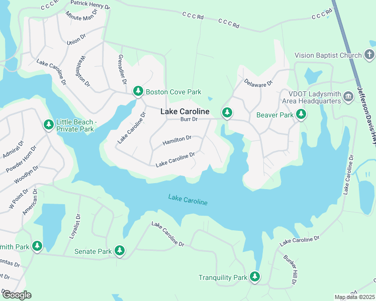 map of restaurants, bars, coffee shops, grocery stores, and more near 699 Lake Caroline Drive in Ruther Glen