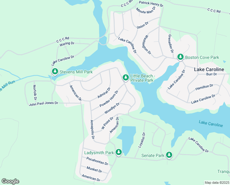 map of restaurants, bars, coffee shops, grocery stores, and more near 330 Powder Horn Drive in Ruther Glen