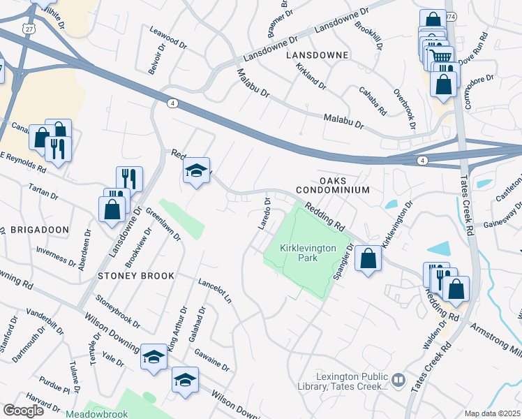 map of restaurants, bars, coffee shops, grocery stores, and more near in Lexington
