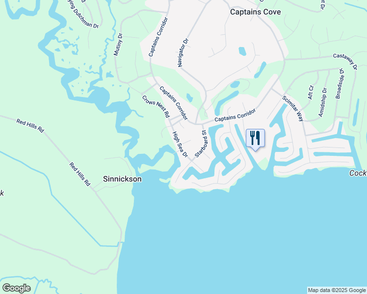 map of restaurants, bars, coffee shops, grocery stores, and more near 3245-3301 High Sea Drive in Accomack