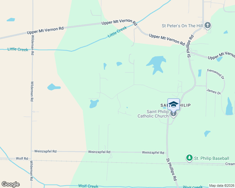 map of restaurants, bars, coffee shops, grocery stores, and more near 10680 Altheide Road in Mount Vernon