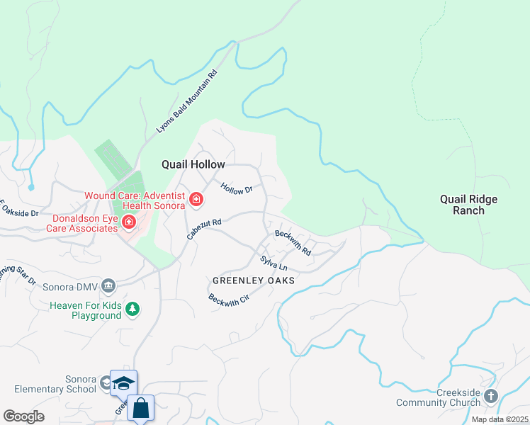 map of restaurants, bars, coffee shops, grocery stores, and more near 13000 Cabezut Road in Sonora