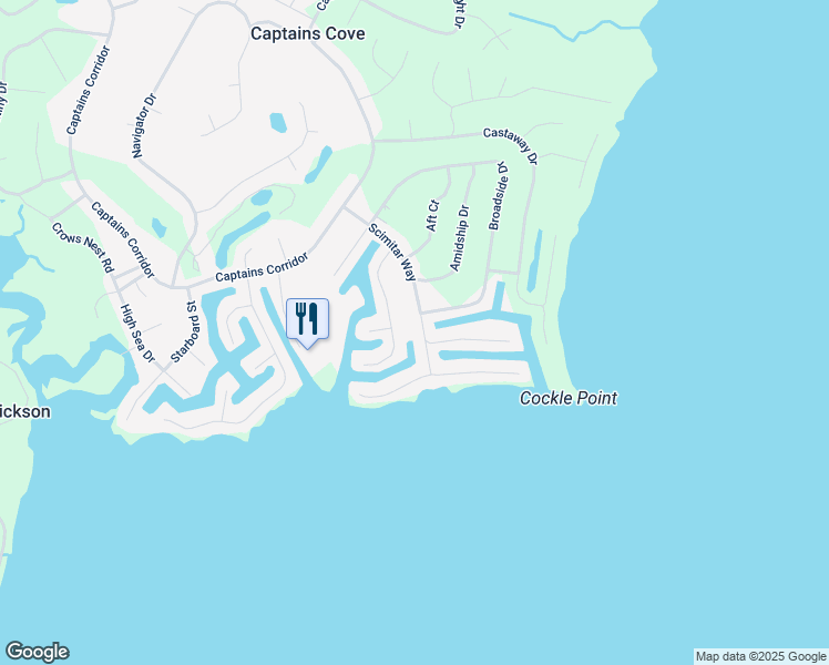 map of restaurants, bars, coffee shops, grocery stores, and more near 3316 Scimitar Way in Greenbackville