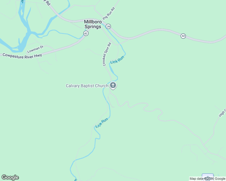 map of restaurants, bars, coffee shops, grocery stores, and more near 381 Crooked Spur Road in Millboro