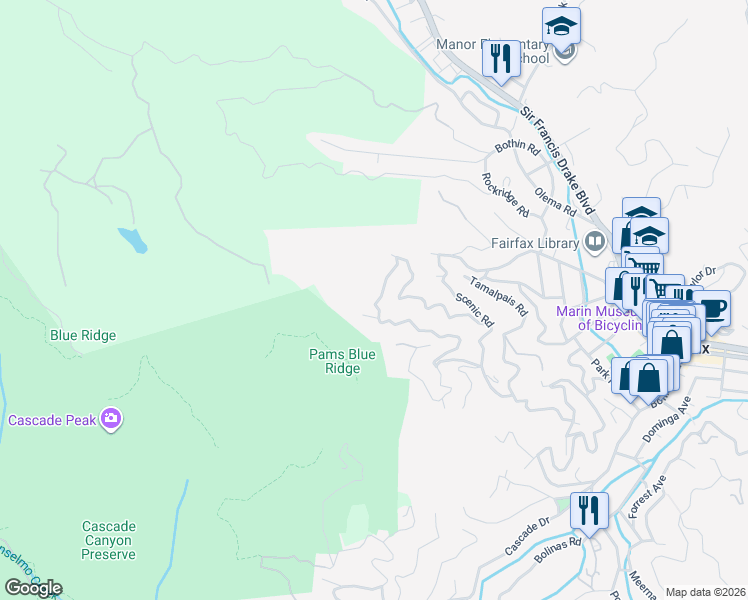 map of restaurants, bars, coffee shops, grocery stores, and more near 27 Holly Road in Fairfax