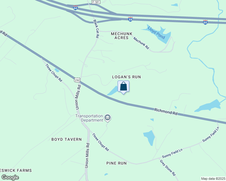 map of restaurants, bars, coffee shops, grocery stores, and more near 4891 Moriah Way in Keswick