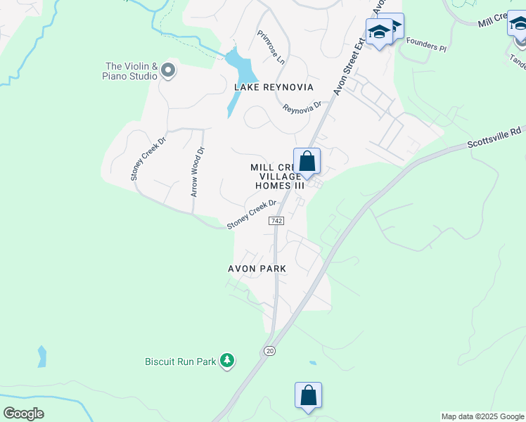 map of restaurants, bars, coffee shops, grocery stores, and more near 1733 Shady Grove Court in Charlottesville