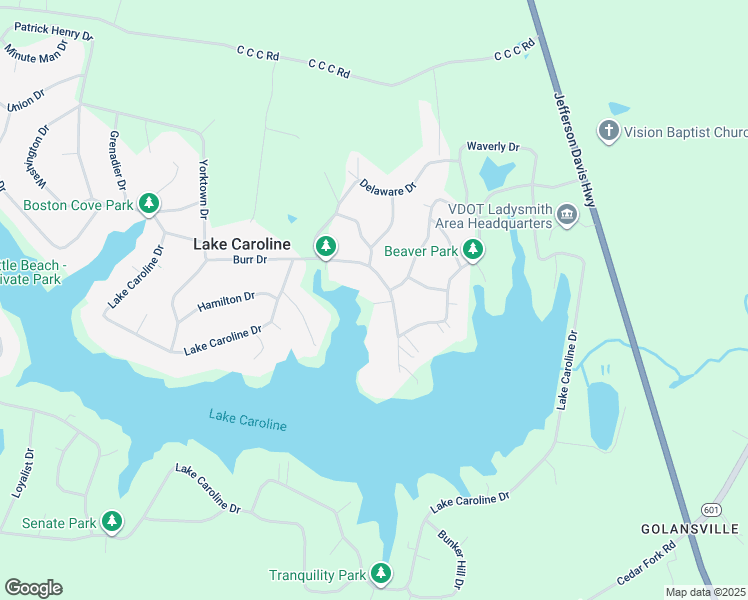 map of restaurants, bars, coffee shops, grocery stores, and more near 750 Lake Caroline Drive in Ruther Glen