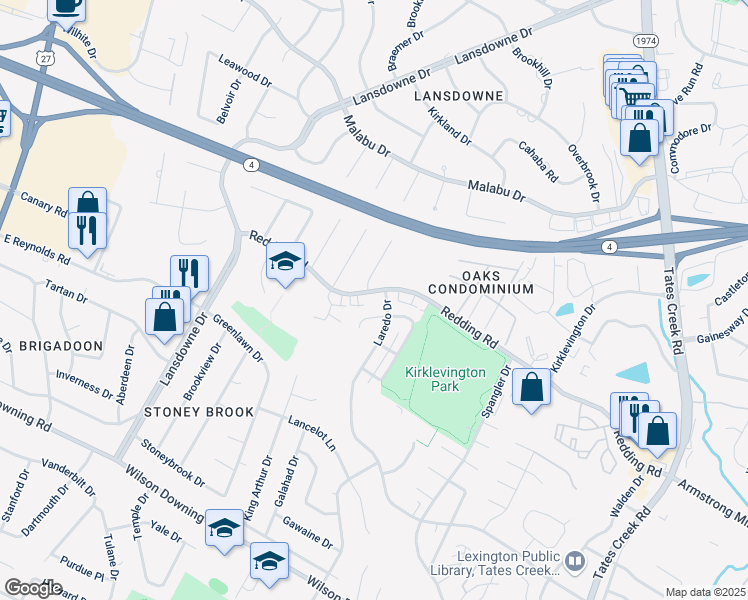 map of restaurants, bars, coffee shops, grocery stores, and more near in Lexington