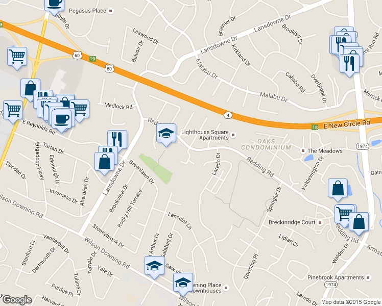 map of restaurants, bars, coffee shops, grocery stores, and more near 356 Redding Road in Lexington