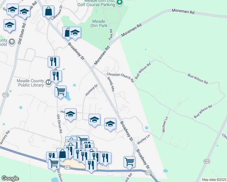 map of restaurants, bars, coffee shops, grocery stores, and more near Ready Mix in Brandenburg