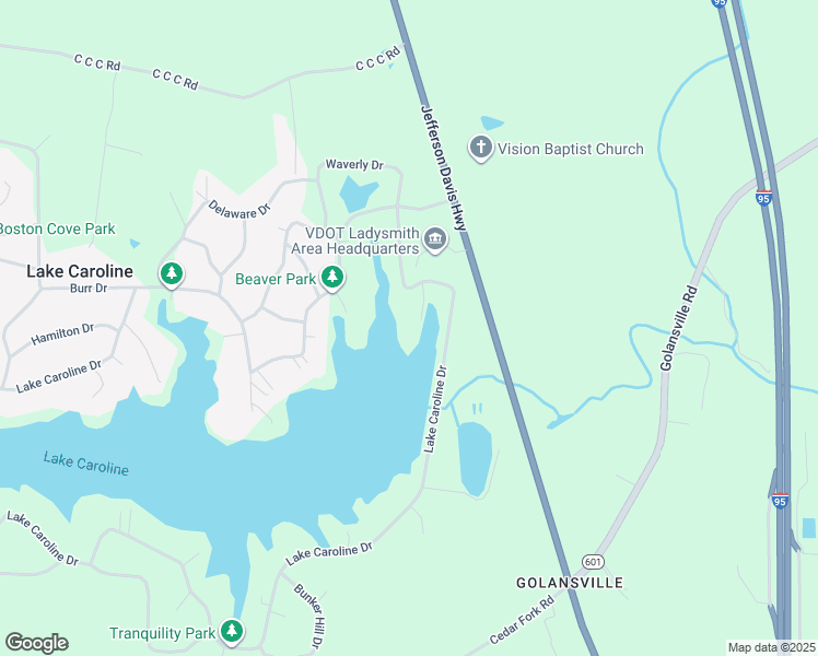 map of restaurants, bars, coffee shops, grocery stores, and more near 106 Columbia Drive in Ruther Glen