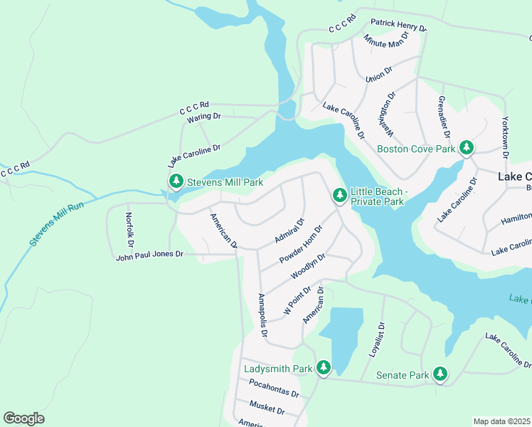 map of restaurants, bars, coffee shops, grocery stores, and more near 118 New Providence Drive in Ruther Glen