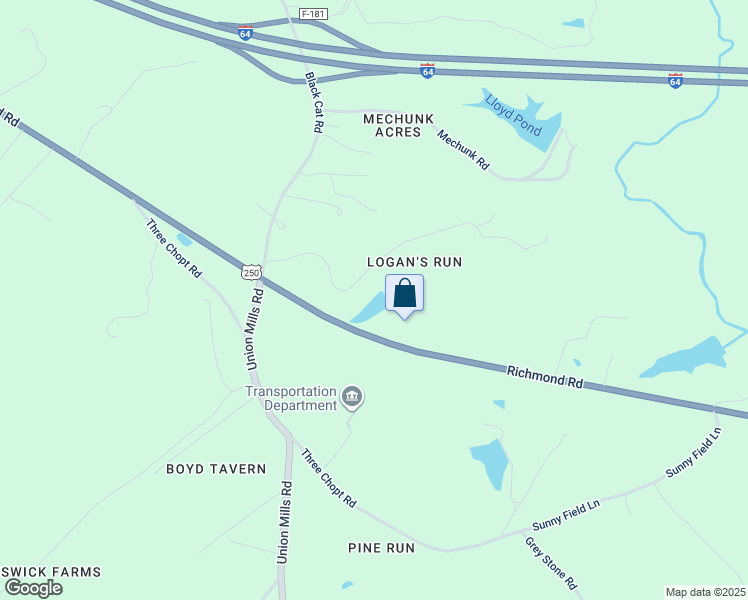 map of restaurants, bars, coffee shops, grocery stores, and more near 4891 Moriah Way in Keswick