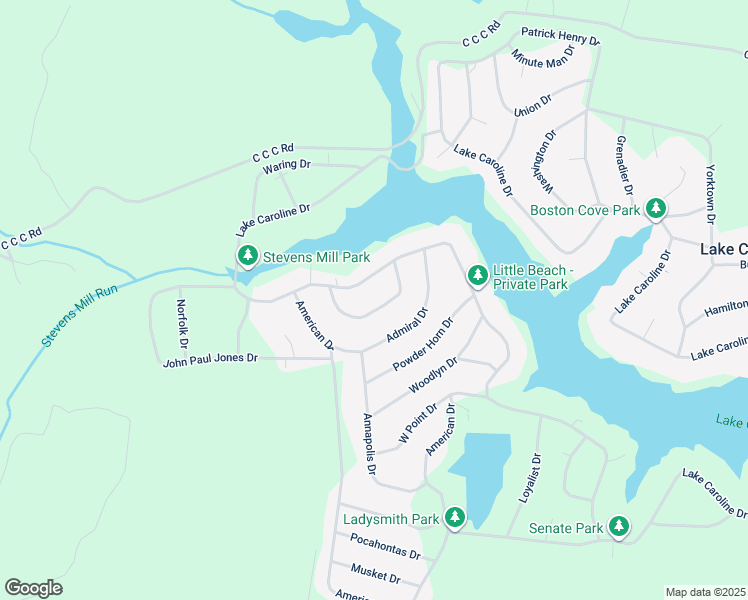 map of restaurants, bars, coffee shops, grocery stores, and more near 118 New Providence Drive in Ruther Glen