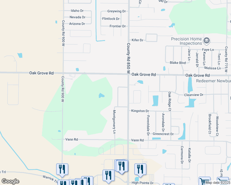 map of restaurants, bars, coffee shops, grocery stores, and more near 3155 Nester Hills Road in Newburgh