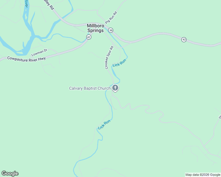 map of restaurants, bars, coffee shops, grocery stores, and more near 381 Crooked Spur Road in Millboro