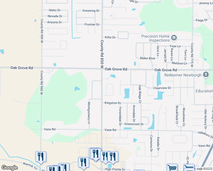 map of restaurants, bars, coffee shops, grocery stores, and more near 3144 Logan Drive in Newburgh