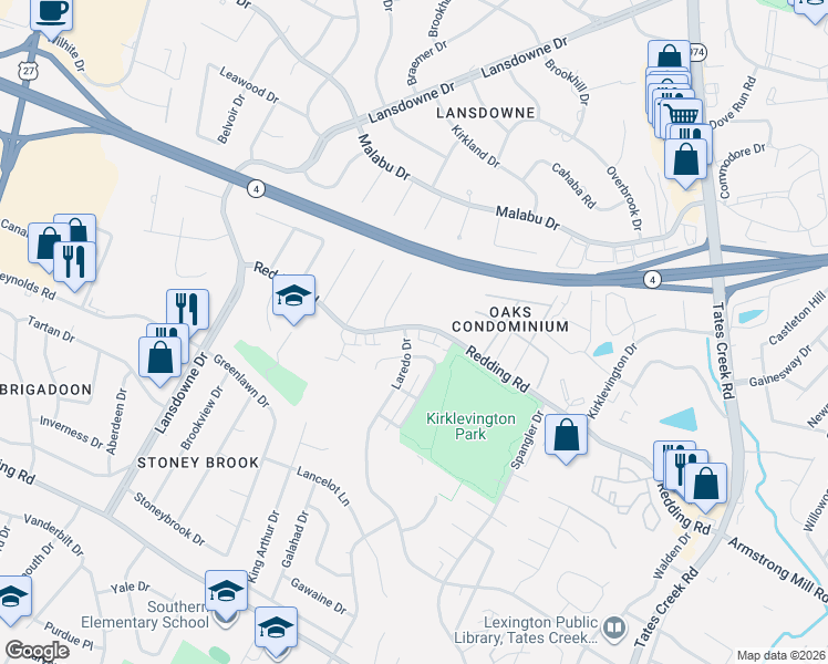 map of restaurants, bars, coffee shops, grocery stores, and more near in Lexington