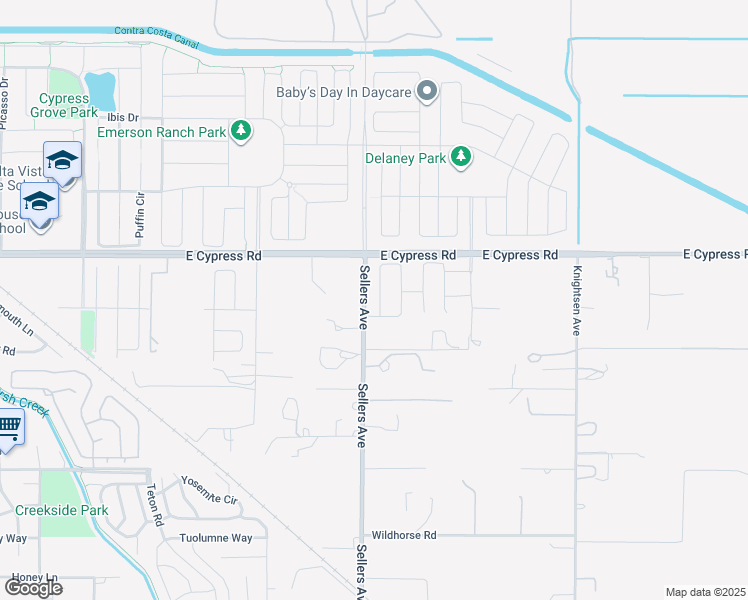 map of restaurants, bars, coffee shops, grocery stores, and more near 313 Orso Way in Oakley