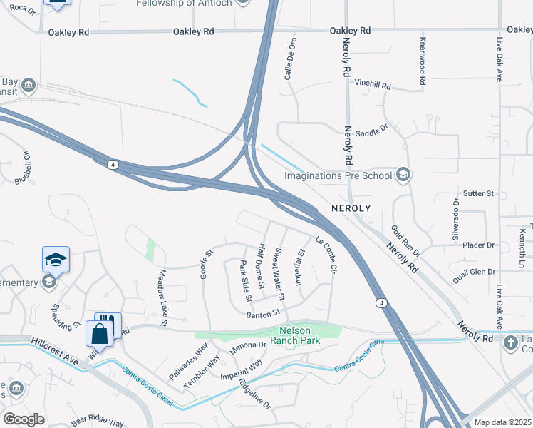 map of restaurants, bars, coffee shops, grocery stores, and more near 4491 Le Conte Circle in Antioch