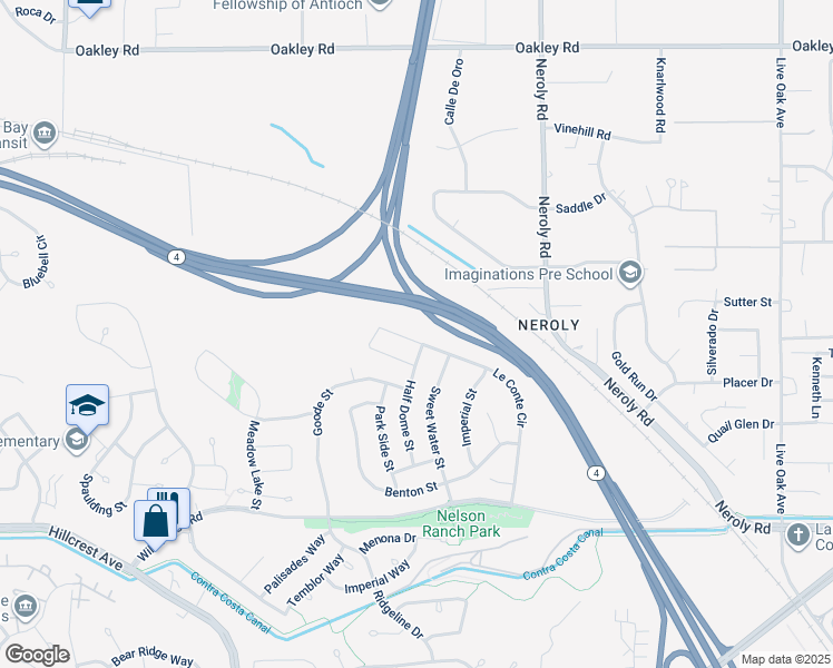 map of restaurants, bars, coffee shops, grocery stores, and more near 4491 Le Conte Circle in Antioch