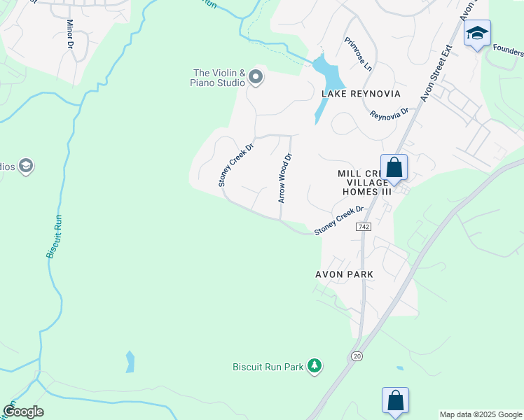 map of restaurants, bars, coffee shops, grocery stores, and more near 1721 Stoney Creek Dr in Charlottesville