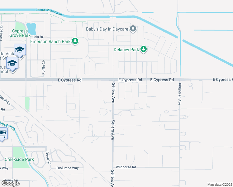 map of restaurants, bars, coffee shops, grocery stores, and more near 313 Orso Way in Oakley