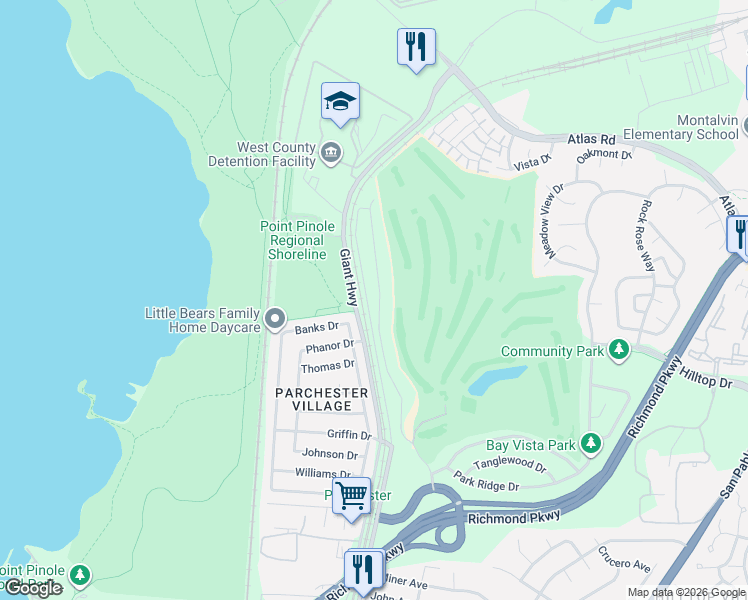 map of restaurants, bars, coffee shops, grocery stores, and more near 5500-5598 Giant Hwy in Richmond