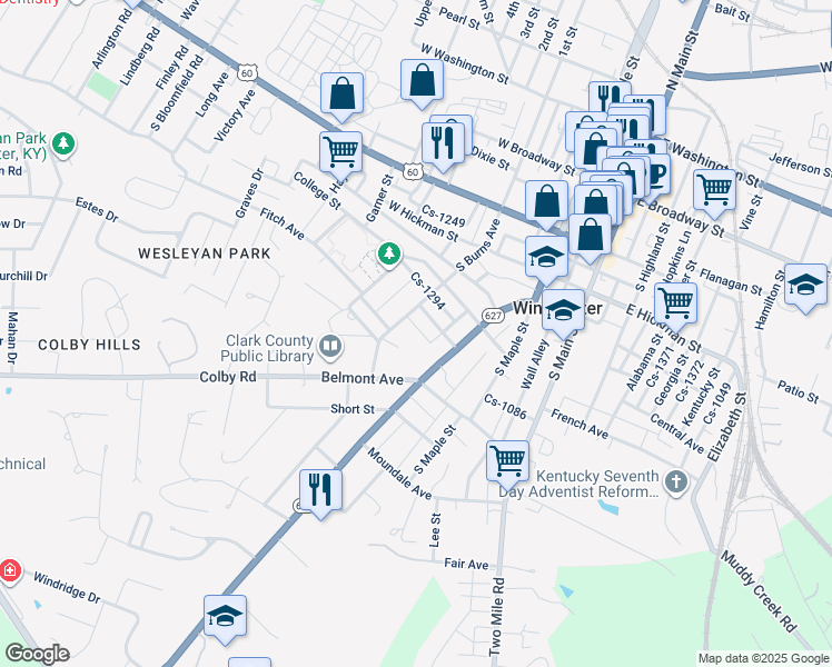map of restaurants, bars, coffee shops, grocery stores, and more near 10 Euclid Avenue in Winchester