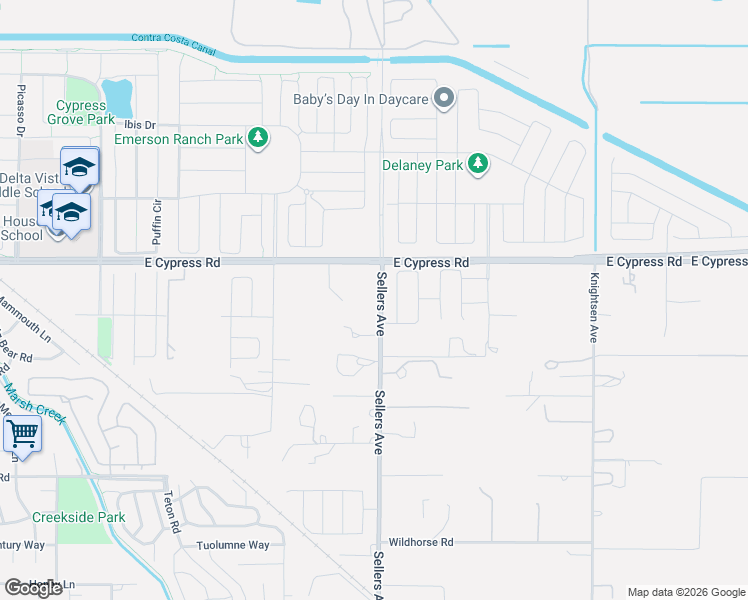 map of restaurants, bars, coffee shops, grocery stores, and more near 6381 Sellers Avenue in Oakley