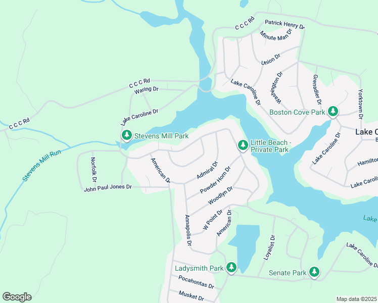 map of restaurants, bars, coffee shops, grocery stores, and more near 397 Lake Caroline Drive in Ruther Glen