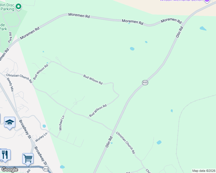 map of restaurants, bars, coffee shops, grocery stores, and more near Bud Wilson Road in Brandenburg