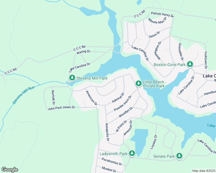 map of restaurants, bars, coffee shops, grocery stores, and more near 397 Lake Caroline Drive in Ruther Glen