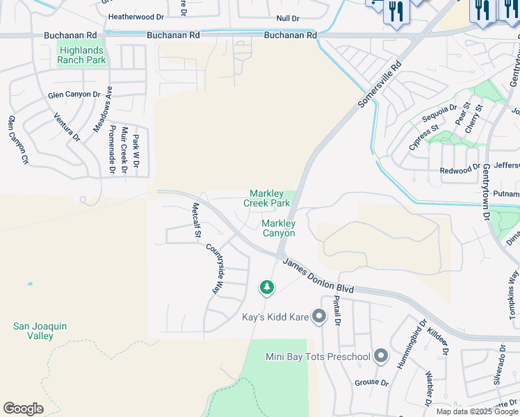 map of restaurants, bars, coffee shops, grocery stores, and more near 4020 Crescent Court in Antioch