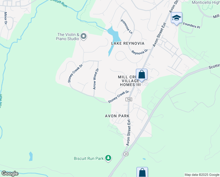 map of restaurants, bars, coffee shops, grocery stores, and more near 230 Homestead Lane in Charlottesville